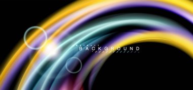 Siyah, sıvı üzerinde renk parlak ışık efektleri çok renkli dalgalı şekil stil