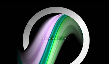 Gökkuşağı sıvı geometrik şekil dalga ve metalik renkler