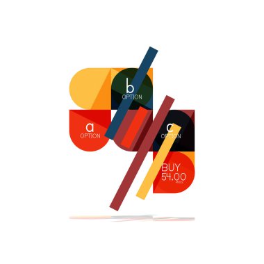 En az daire temiz soyut seçeneği adım Infographic tasarım öğesi, geometrik şekiller - Tur kareler, daireler ve satırları düzeni ile örnek metin