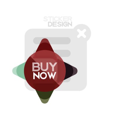 Düz tasarım üçgen ok şekli geometrik etiket simgesi, kağıt tarzı tasarım ile satın iş veya web sunumu, app veya arayüzü düğmeleri, internet web sitesi için örnek metin depolamak şimdi afiş