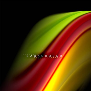 Sıvı karıştırma renkler dalga arka plan tasarlamak vektör. Renkli örgü dalgalar