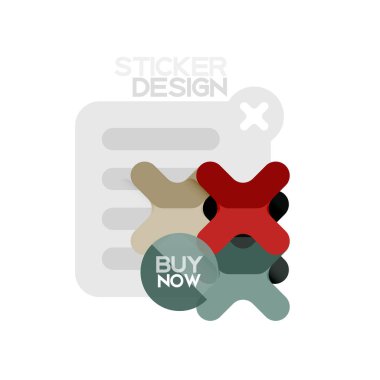 Düz tasarım çapraz şekil geometrik etiket simge, kağıt tarzı tasarım şimdi satın almak ile iş veya web sunum, app veya arayüzü düğmeleri için örnek metin