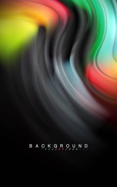 Sıvı sıvı renkler tasarım, renkli mermer veya plastik dalgalı doku arka plan, siyah, iş veya teknoloji sunu veya web broşür için parlak renkli öğeleri kapak tasarımı, duvar kağıdı