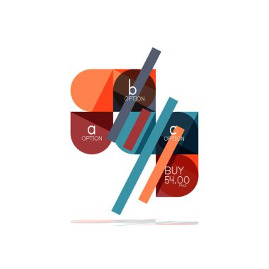 En az daire temiz soyut seçeneği adım Infographic tasarım öğesi, geometrik şekiller - Tur kareler, daireler ve satırları düzeni ile örnek metin