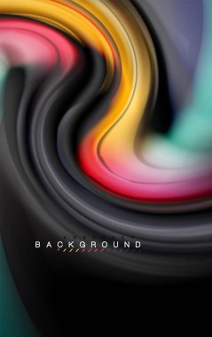 Sıvı sıvı renkler tasarım, renkli mermer veya plastik dalgalı doku arka plan, siyah, iş veya teknoloji sunu veya web broşür için parlak renkli öğeleri kapak tasarımı, duvar kağıdı