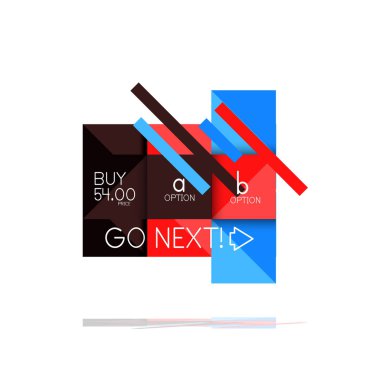 Kare seçeneğinin Infographic afiş. Bilgi ve veri görselleştirme, geometrik tasarım. Vektör çizim