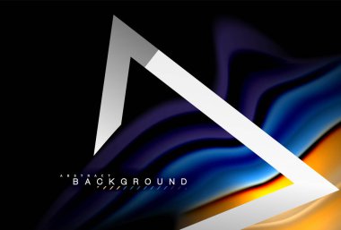 Gökkuşağı sıvı geometrik şekil dalga ve metalik renkler