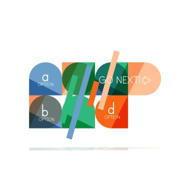 En az daire temiz soyut seçeneği adım Infographic tasarım öğesi, geometrik şekiller - Tur kareler, daireler ve satırları düzeni ile örnek metin