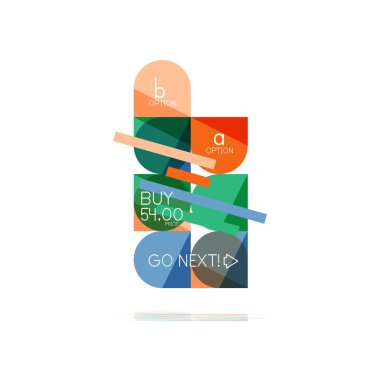 En az daire temiz soyut seçeneği adım Infographic tasarım öğesi, geometrik şekiller - Tur kareler, daireler ve satırları düzeni ile örnek metin