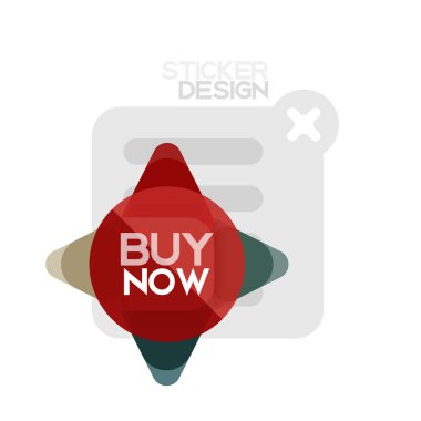 Düz tasarım üçgen ok şekli geometrik etiket simgesi, kağıt tarzı tasarım ile satın iş veya web sunumu, app veya arayüzü düğmeleri, internet web sitesi için örnek metin depolamak şimdi afiş