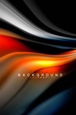 Sıvı sıvı parlak renkler tasarım, renkli mermer veya plastik dalgalı doku arka plan, siyah, iş veya teknoloji sunu veya web broşür için parlak renkli öğeleri kapak tasarımı