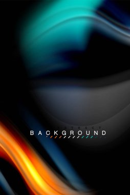 Sıvı sıvı renkler tasarım, renkli mermer veya plastik dalgalı doku arka plan, siyah, iş veya teknoloji sunu veya web broşür için parlak renkli öğeleri kapak tasarımı, duvar kağıdı