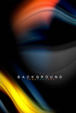 Sıvı sıvı renkler tasarım, renkli mermer veya plastik dalgalı doku arka plan, siyah, iş veya teknoloji sunu veya web broşür için parlak renkli öğeleri kapak tasarımı, duvar kağıdı