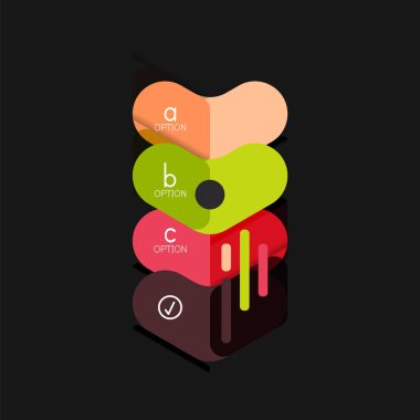 Düz tasarım geometrik infographics, ok şekli vektör etiket veya etiket, Fiyat etiketleri, promosyon rozet, simgesi tasarım, kağıt tarzı düzeni verileri grafik görselleştirme adım adım süreci için için teklif