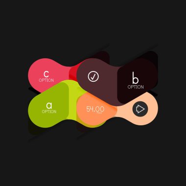 Düz tasarım geometrik infographics, ok şekli vektör etiket veya etiket, Fiyat etiketleri, promosyon rozet, simgesi tasarım, kağıt tarzı düzeni verileri grafik görselleştirme adım adım süreci için için teklif