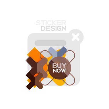 Düz tasarım çapraz şekil geometrik etiket simge, kağıt tarzı tasarım şimdi satın almak ile iş veya web sunumu, app veya arayüzü düğmeleri, internet web sitesi mağaza afiş ve etiketleri için örnek metin