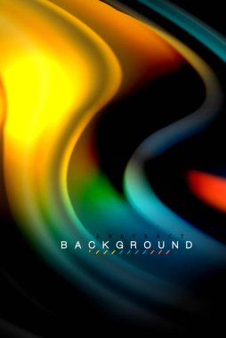 Sıvı sıvı renkler tasarım, renkli mermer veya plastik dalgalı doku arka plan, siyah, iş veya teknoloji sunu veya web broşür için parlak renkli öğeleri kapak tasarımı, duvar kağıdı