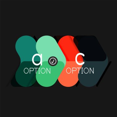 Düz tasarım geometrik infographics, ok şekli vektör etiket veya etiket, Fiyat etiketleri, promosyon rozet, simgesi tasarım, kağıt tarzı düzeni verileri grafik görselleştirme adım adım süreci için için teklif