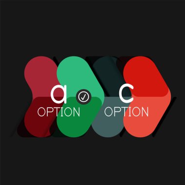 Düz tasarım geometrik infographics, ok şekli vektör etiket veya etiket, Fiyat etiketleri, promosyon rozet, simgesi tasarım, kağıt tarzı düzeni verileri grafik görselleştirme adım adım süreci için için teklif