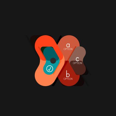 Düz tasarım geometrik infographics, ok şekli vektör etiket veya etiket, Fiyat etiketleri, promosyon rozet, simgesi tasarım, kağıt tarzı düzeni verileri grafik görselleştirme adım adım süreci için için teklif