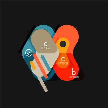 Düz tasarım geometrik infographics, ok şekli vektör etiket veya etiket, Fiyat etiketleri, promosyon rozet, simgesi tasarım, kağıt tarzı düzeni verileri grafik görselleştirme adım adım süreci için için teklif