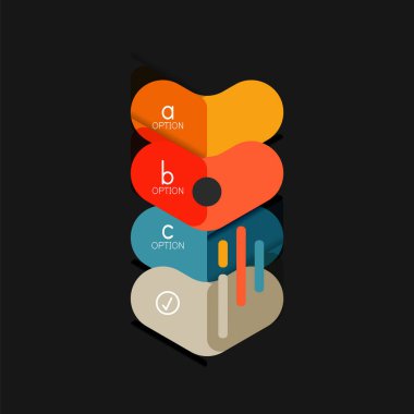 Düz tasarım geometrik infographics, ok şekli vektör etiket veya etiket, Fiyat etiketleri, promosyon rozet, simgesi tasarım, kağıt tarzı düzeni verileri grafik görselleştirme adım adım süreci için için teklif