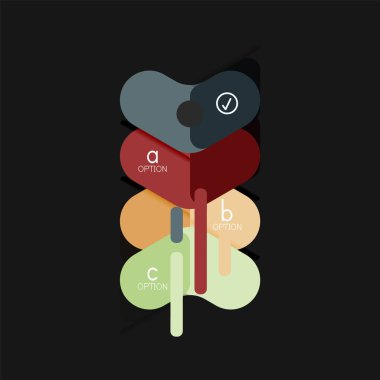 Düz tasarım geometrik infographics, ok şekli vektör etiket veya etiket, Fiyat etiketleri, promosyon rozet, simgesi tasarım, kağıt tarzı düzeni verileri grafik görselleştirme adım adım süreci için için teklif