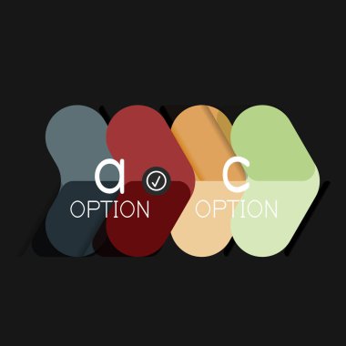 Düz tasarım geometrik infographics, ok şekli vektör etiket veya etiket, Fiyat etiketleri, promosyon rozet, simgesi tasarım, kağıt tarzı düzeni verileri grafik görselleştirme adım adım süreci için için teklif