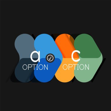 Düz tasarım geometrik infographics, ok şekli vektör etiket veya etiket, Fiyat etiketleri, promosyon rozet, simgesi tasarım, kağıt tarzı düzeni verileri grafik görselleştirme adım adım süreci için için teklif