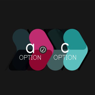 Düz tasarım geometrik infographics, ok şekli vektör etiket veya etiket, Fiyat etiketleri, promosyon rozet, simgesi tasarım, kağıt tarzı düzeni verileri grafik görselleştirme adım adım süreci için için teklif