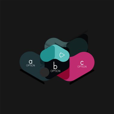 Düz tasarım geometrik infographics, ok şekli vektör etiket veya etiket, Fiyat etiketleri, promosyon rozet, simgesi tasarım, kağıt tarzı düzeni verileri grafik görselleştirme adım adım süreci için için teklif