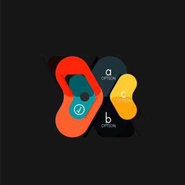 Düz tasarım geometrik infographics, ok şekli vektör etiket veya etiket, Fiyat etiketleri, promosyon rozet, simgesi tasarım, kağıt tarzı düzeni verileri grafik görselleştirme adım adım süreci için için teklif