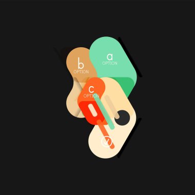 Düz tasarım geometrik infographics, ok şekli vektör etiket veya etiket, Fiyat etiketleri, promosyon rozet, simgesi tasarım, kağıt tarzı düzeni verileri grafik görselleştirme adım adım süreci için için teklif