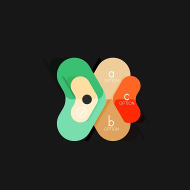 Düz tasarım geometrik infographics, ok şekli vektör etiket veya etiket, Fiyat etiketleri, promosyon rozet, simgesi tasarım, kağıt tarzı düzeni verileri grafik görselleştirme adım adım süreci için için teklif