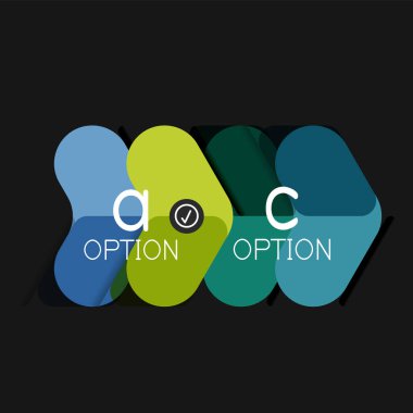 Düz tasarım geometrik infographics, ok şekli vektör etiket veya etiket, Fiyat etiketleri, promosyon rozet, simgesi tasarım, kağıt tarzı düzeni verileri grafik görselleştirme adım adım süreci için için teklif