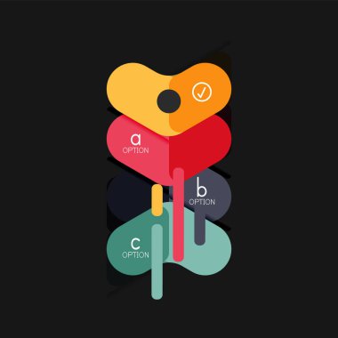 Düz tasarım geometrik infographics, ok şekli vektör etiket veya etiket, Fiyat etiketleri, promosyon rozet, simgesi tasarım, kağıt tarzı düzeni verileri grafik görselleştirme adım adım süreci için için teklif