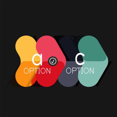 Düz tasarım geometrik infographics, ok şekli vektör etiket veya etiket, Fiyat etiketleri, promosyon rozet, simgesi tasarım, kağıt tarzı düzeni verileri grafik görselleştirme adım adım süreci için için teklif