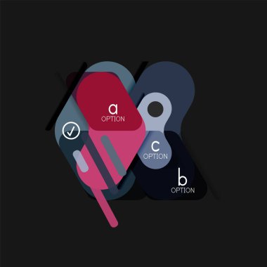 Düz tasarım geometrik infographics, ok şekli vektör etiket veya etiket, Fiyat etiketleri, promosyon rozet, simgesi tasarım, kağıt tarzı düzeni verileri grafik görselleştirme adım adım süreci için için teklif