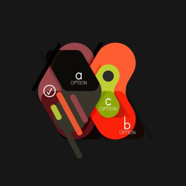 Düz tasarım geometrik infographics, ok şekli vektör etiket veya etiket, Fiyat etiketleri, promosyon rozet, simgesi tasarım, kağıt tarzı düzeni verileri grafik görselleştirme adım adım süreci için için teklif