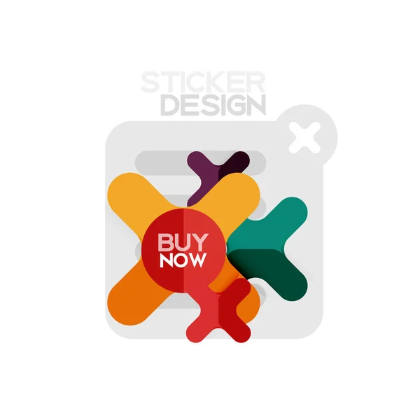 Flaches Design Kreuzform geometrischen Aufkleber-Symbol, Papier-Stil-Design mit jetzt kaufen Beispieltext, für Unternehmen oder Web-Präsentation, App-oder Schnittstellen-Tasten — Stockvektor