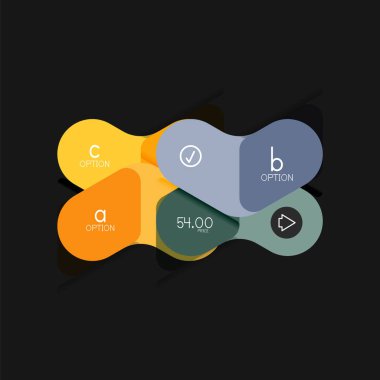 Düz tasarım geometrik infographics, ok şekli vektör etiket veya etiket, Fiyat etiketleri, promosyon rozet, simgesi tasarım, kağıt tarzı düzeni verileri grafik görselleştirme adım adım süreci için için teklif