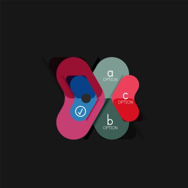 Düz tasarım geometrik infographics, ok şekli vektör etiket veya etiket, Fiyat etiketleri, promosyon rozet, simgesi tasarım, kağıt tarzı düzeni verileri grafik görselleştirme adım adım süreci için için teklif