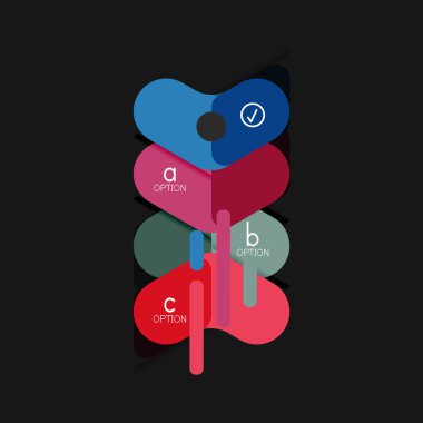 Düz tasarım geometrik infographics, ok şekli vektör etiket veya etiket, Fiyat etiketleri, promosyon rozet, simgesi tasarım, kağıt tarzı düzeni verileri grafik görselleştirme adım adım süreci için için teklif