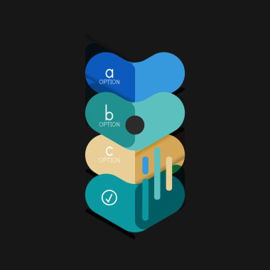 Düz tasarım geometrik infographics, ok şekli vektör etiket veya etiket, Fiyat etiketleri, promosyon rozet, simgesi tasarım, kağıt tarzı düzeni verileri grafik görselleştirme adım adım süreci için için teklif