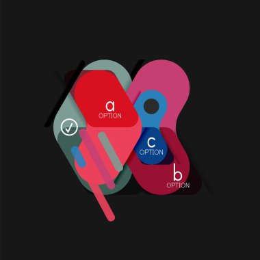 Düz tasarım geometrik infographics, ok şekli vektör etiket veya etiket, Fiyat etiketleri, promosyon rozet, simgesi tasarım, kağıt tarzı düzeni verileri grafik görselleştirme adım adım süreci için için teklif