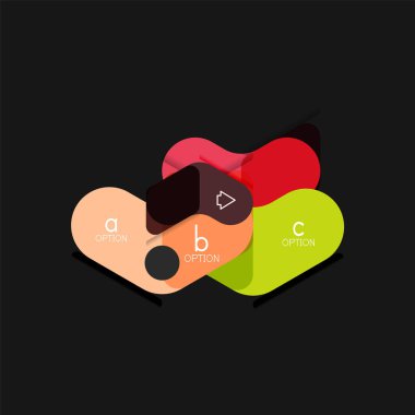 Düz tasarım geometrik infographics, ok şekli vektör etiket veya etiket, Fiyat etiketleri, promosyon rozet, simgesi tasarım, kağıt tarzı düzeni verileri grafik görselleştirme adım adım süreci için için teklif