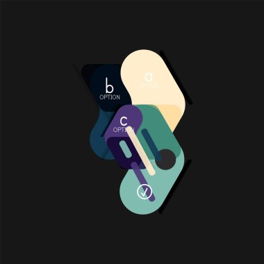 Düz tasarım geometrik infographics, ok şekli vektör etiket veya etiket, Fiyat etiketleri, promosyon rozet, simgesi tasarım, kağıt tarzı düzeni verileri grafik görselleştirme adım adım süreci için için teklif