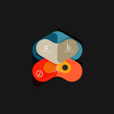 Düz tasarım geometrik infographics, ok şekli vektör etiket veya etiket, Fiyat etiketleri, promosyon rozet, simgesi tasarım, kağıt tarzı düzeni verileri grafik görselleştirme adım adım süreci için için teklif