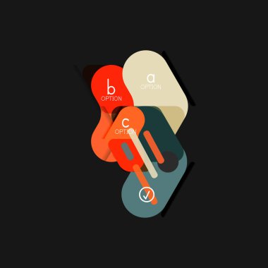 Düz tasarım geometrik infographics, ok şekli vektör etiket veya etiket, Fiyat etiketleri, promosyon rozet, simgesi tasarım, kağıt tarzı düzeni verileri grafik görselleştirme adım adım süreci için için teklif