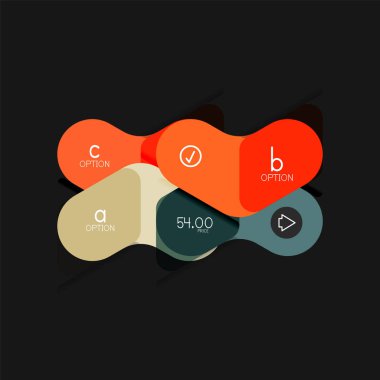 Düz tasarım geometrik infographics, ok şekli vektör etiket veya etiket, Fiyat etiketleri, promosyon rozet, simgesi tasarım, kağıt tarzı düzeni verileri grafik görselleştirme adım adım süreci için için teklif